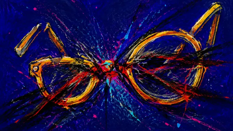 Bent Frames An abstract depiction of red-flag rationalization, where perception bends under defensive pressure