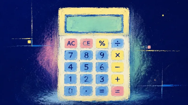 Reordered Measure A restored calculator with an even, ordered grid, representing savings as information and money more