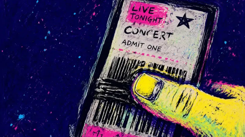 Proof of Entry A thumb presses across a concert ticket on a phone, capturing post-breakup indecision that turns one