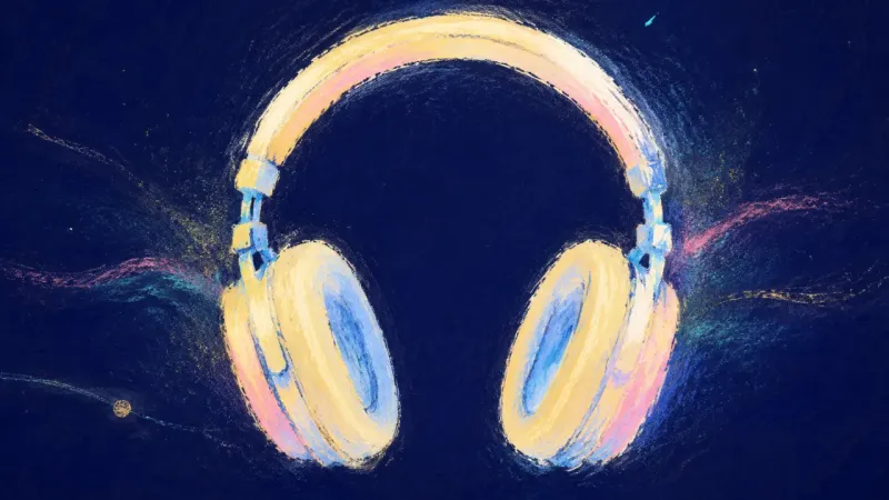 Open Frequency A pair of headphones reopened into a balanced form, expressing a conscious choice, steadier