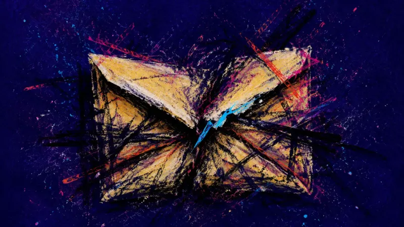 An envelope crushed and bound shut, representing guilt, resentment, and the pressure of unresolved