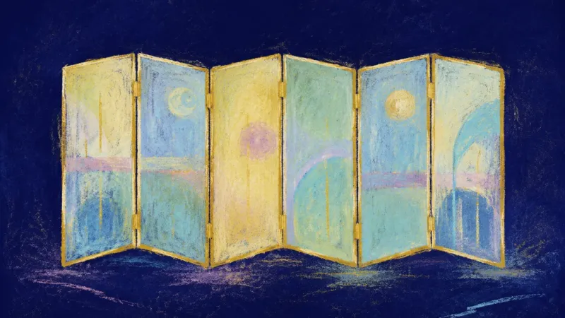 Restored Threshold A folding screen opened into steady panels, representing clear outreach, balanced expectations, and
