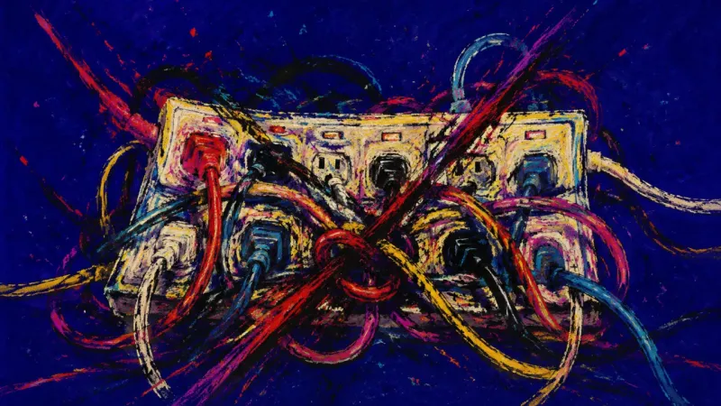 An abstract image of parentified peacemaker burnout, where blurred boundaries and over-responsibi