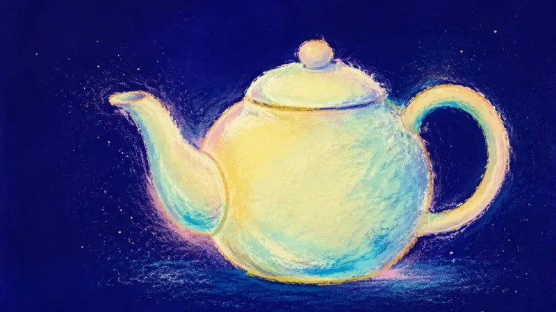 Steady Pour A restored teapot with a steady open outline, expressing ease, bodily trust, and calm presence at a