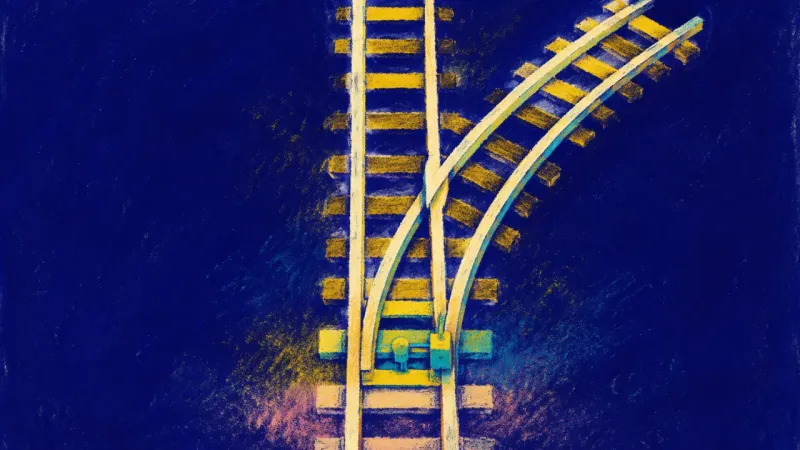 Chosen Track A rail switch restored to one aligned route, expressing grounded direction after naming one priority