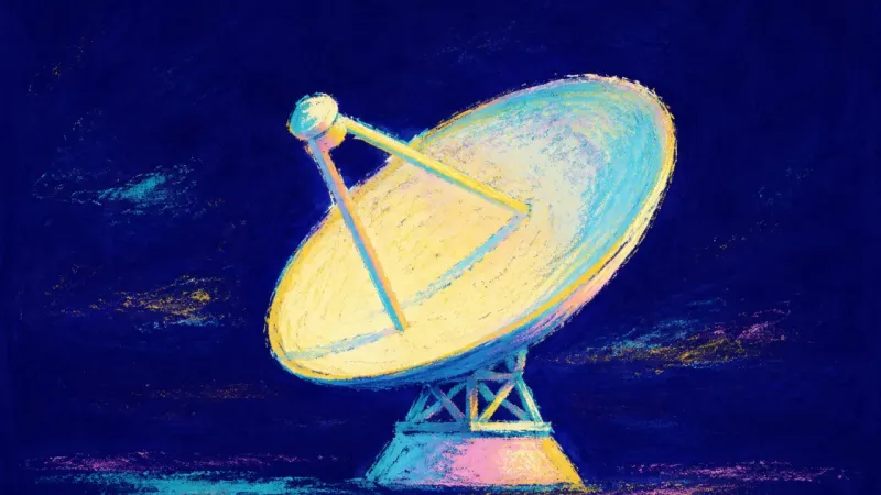 A restored satellite dish with clean lines, representing practical support being sorted from self-
