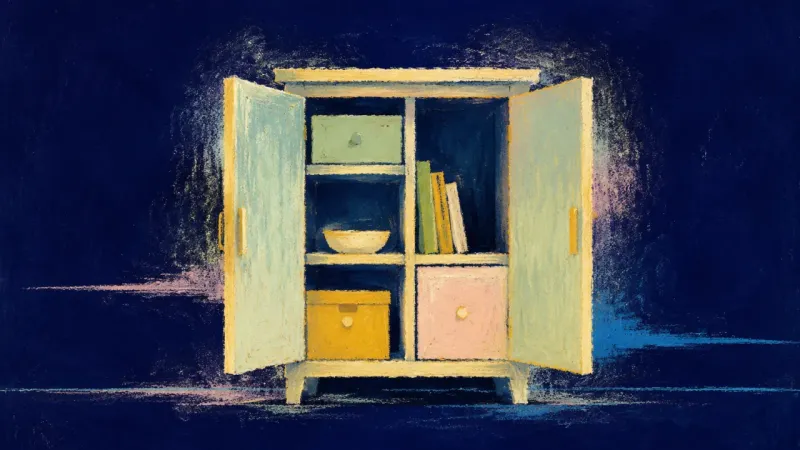 Room to Arrive A cabinet restored to balanced order, representing self-trust and the ability to fully inhabit a