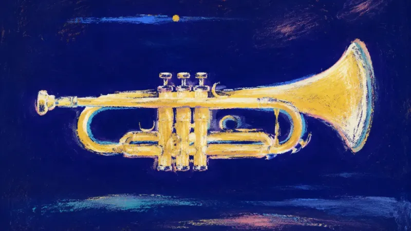 An opened trumpet with clean contours, symbolizing self-trust and specific, livable changes instead—