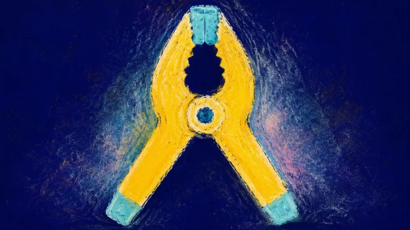 Measure Released A spring clamp released into clean balance, symbolizing a counteroffer decision guided by self-trust