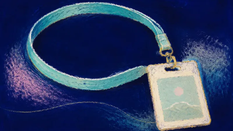 Open Loop A work badge lanyard released into a balanced loop, representing clean boundaries, legitimate rest,