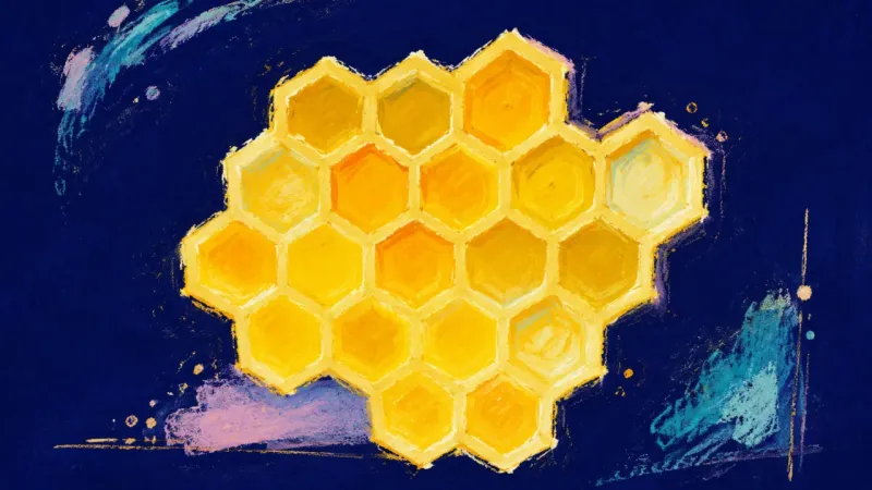A balanced honeycomb with open, distinct cells represents family connection rebuilt around visible