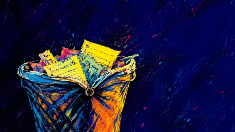 The Unsubmitted A crushed wastebasket packed with unfinished drafts symbolizes delaying coursework while waiting for