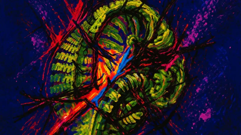 Frond Under Pressure A crushed fern reflects purpose-driven procrastination, with tangled growth mirroring uncertainty