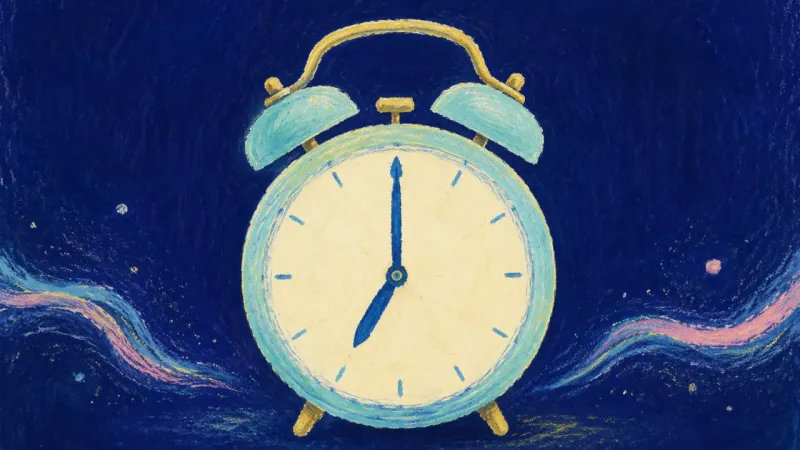 Restored Rhythm An abstract alarm clock regains order, representing balanced social enjoyment, protected recovery,