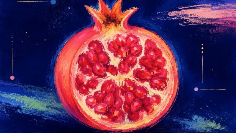 Rhythm Restored A restored pomegranate with evenly ordered chambers, representing calm, consent-based family