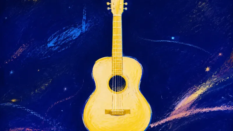 A restored guitar with straight strings and an ordered outline, representing clear standards, sound‌