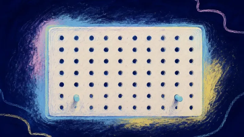 An orderly pegboard with aligned rows and steady anchor points, representing flexible routines,5 g