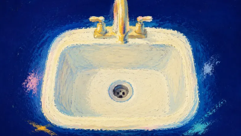 A restored open sink with balanced contours, representing a chore conflict resolved through a clear,