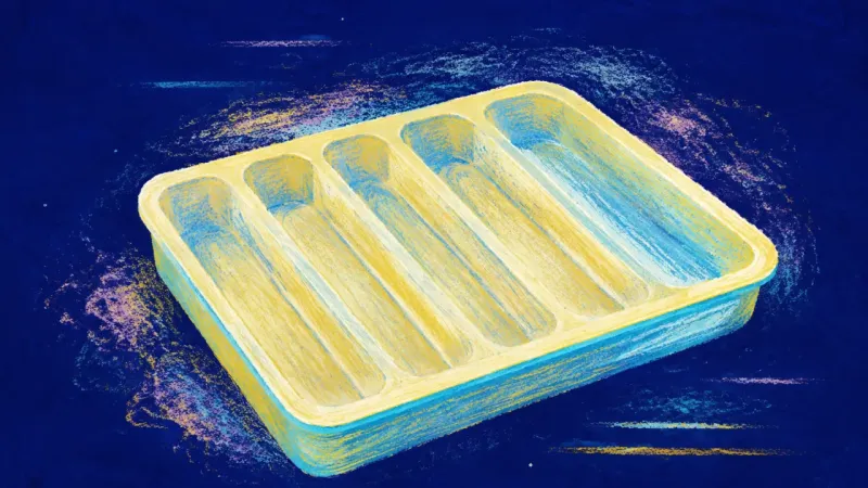 Bounded Order A restored cutlery tray with open, aligned compartments represents calmer ownership through small,