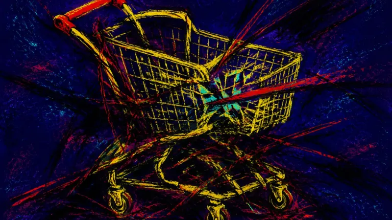 The Silent Load A crushed shopping cart represents invisible domestic labor, fear of conflict, and the pressure to