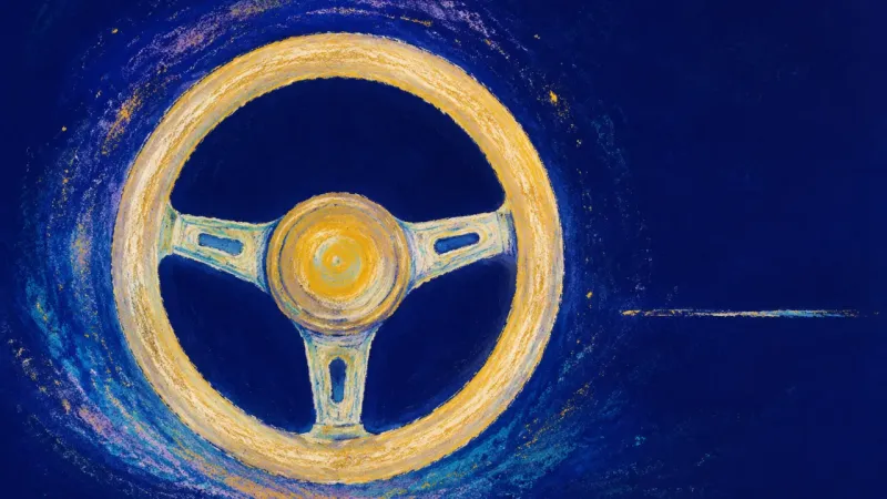 A restored steering wheel with balanced spokes, representing self-trust and a clear, bounded request