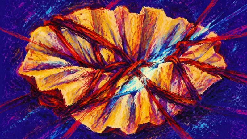 Filter Under Judgment A crushed coffee filter bound by chaotic lines, representing value-based choice paralysis and the