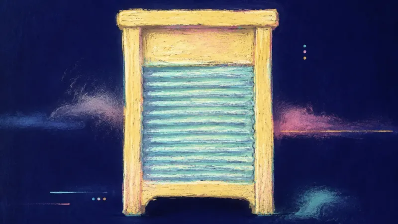 A restored washboard with evenly aligned ribs, representing a clear chore request, shared household