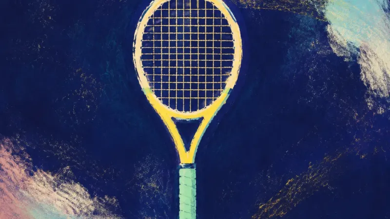 Reciprocity Restored A restored tennis racket with an orderly string lattice, representing friendship care guided by 
