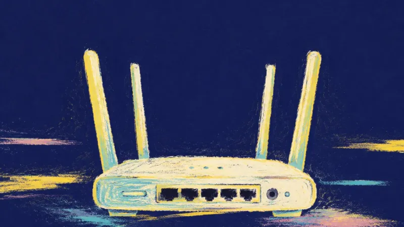 Routes Reclaimed A restored Wi-Fi router with ordered antennas and ports, representing clear decision rights and a y.