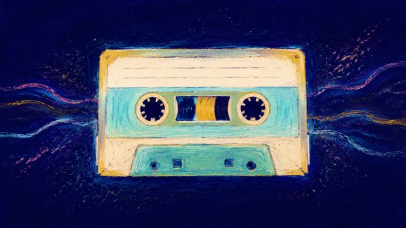 Mutual Pace Restored A restored cassette with aligned reels and a clear tape path, representing calm self-trust and a new