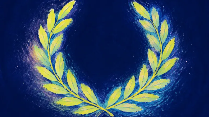 Wreath Reclaimed A laurel wreath restored to an open, orderly form, representing a return to values, curiosity, and a