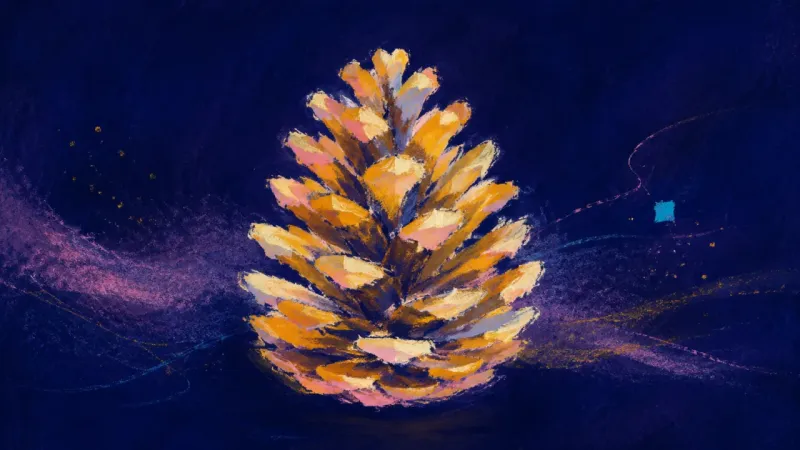 An open, orderly pinecone representing restored agency, balanced stability, and clarity gained fromg