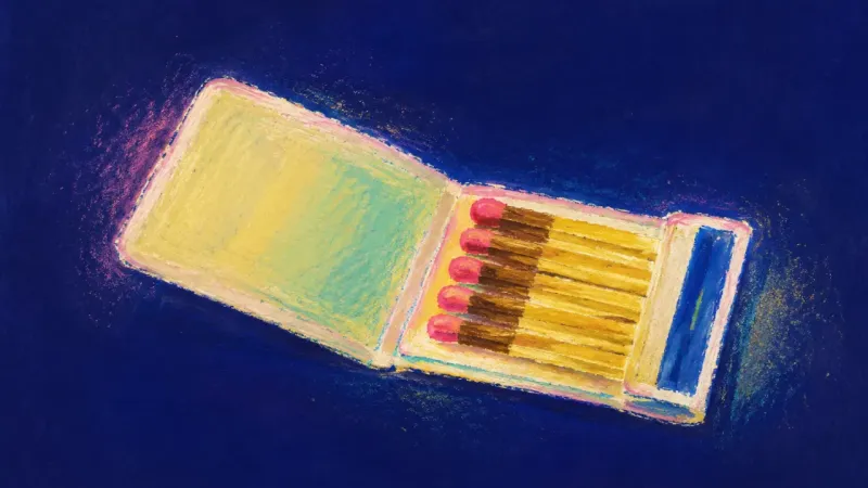 The Restored Spark A restored matchbook with evenly aligned matches, representing comfort transformed into a stable
