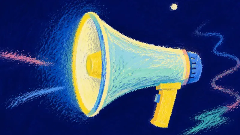 Open Signal An abstract megaphone restored to an open, balanced form, representing self-authorship, curiosity,��