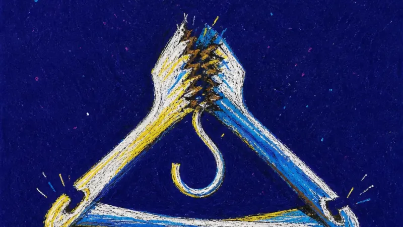 The Cost of Maybe A clothes hanger folded into a split knot, symbolizing repeated cancellations, self-silencing, and