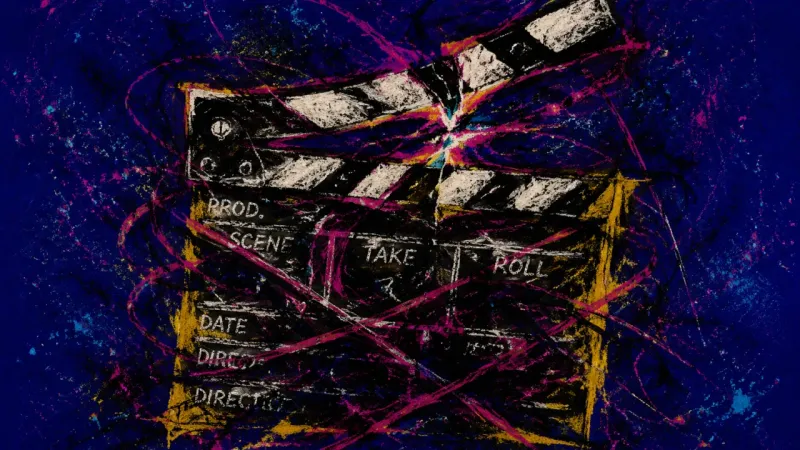 The Crushed Chapter A crushed clapperboard trapped in chaotic lines, representing post-achievement confusion and compul2