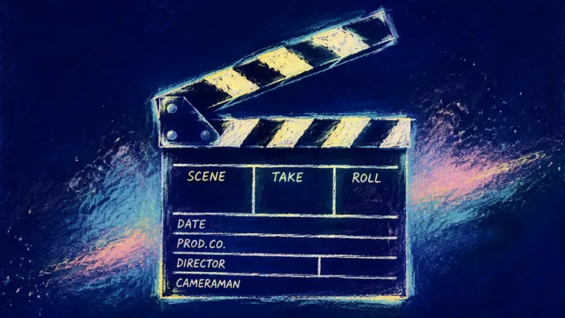 The Open Chapter A restored, untitled clapperboard in calm order, representing self-directed choices after the urge7f