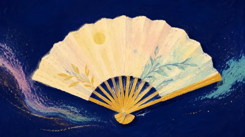 Permission Unfolded A fully opened hand fan with evenly spaced ribs, representing self-respect and values-aligned speech
