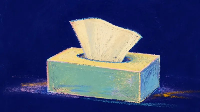 A restored tissue box releases one clean sheet, representing honest disclosure, reciprocal choice,