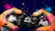 Two hands crush a game controller as its sticks jam in opposite directions, symbolizing the need to