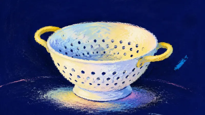 A restored colander with evenly ordered openings, representing career confidence built through slow,