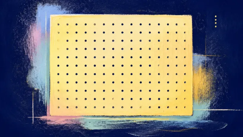 A restored pegboard with an orderly grid, representing self-trust and study structure built through 