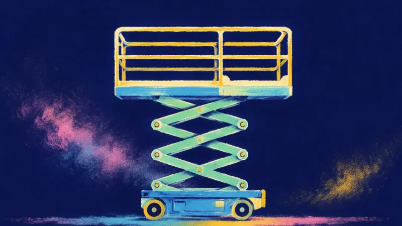 Reclaimed Ground A restored scissor lift with evenly opened supports represents honest boundaries, reciprocal care,