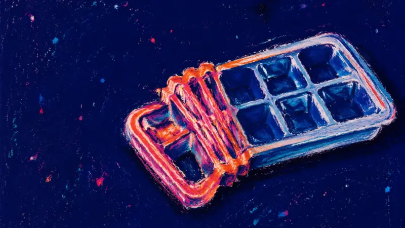 An ice-cube tray compressed into one crowded section, symbolizing the pressure of carrying a family\