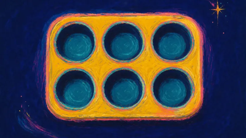 Restored Compartments An abstract muffin tray restored to an even grid, representing family connection with clear limits,2