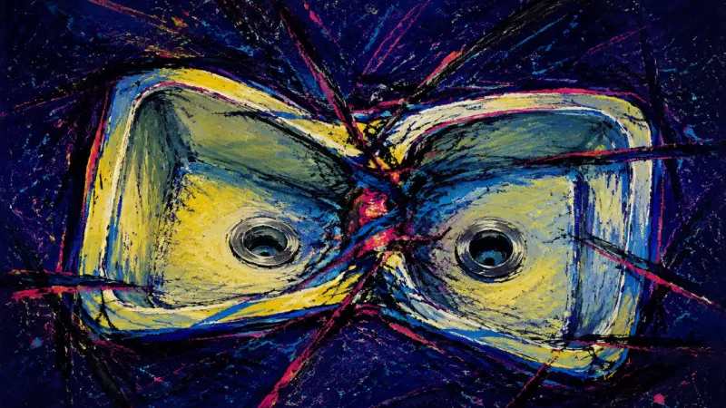 Crushed Reciprocity A double sink collapses into one unequal form, representing overfunctioning, suppressed needs, and