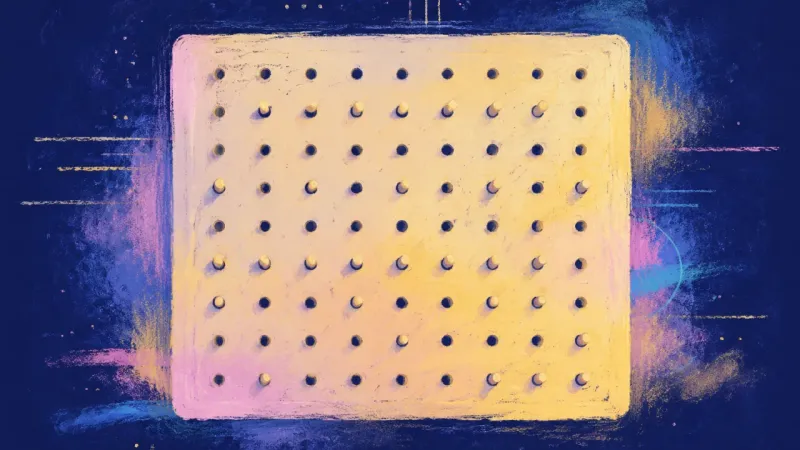 A pegboard restored to balanced order, representing a calm shift from protective routine toward self
