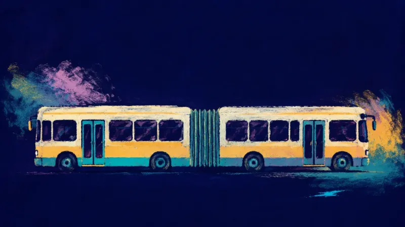 An unfolded bus with balanced sections and a clear continuous contour, representing career agency