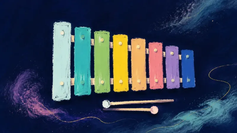 Rhythm Regained An ordered xylophone with evenly spaced bars represents study support becoming a repeatable action,