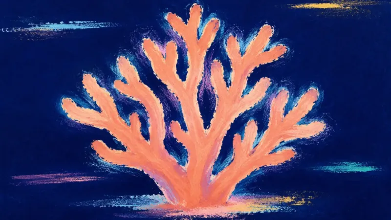 Coral Rebalanced A restored coral form represents direct communication, balanced trust, and secure closeness that
